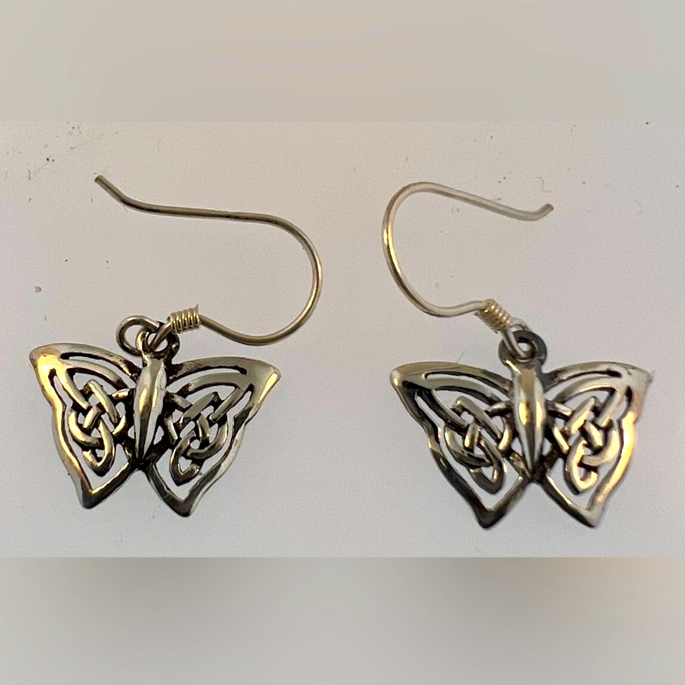 Sterling Silver 925 Celtic Knot Butterfly Earrings